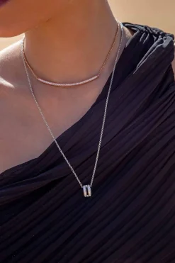 APM Monaco Adjustable Necklace With Double Line Ring Pendant- Necklaces