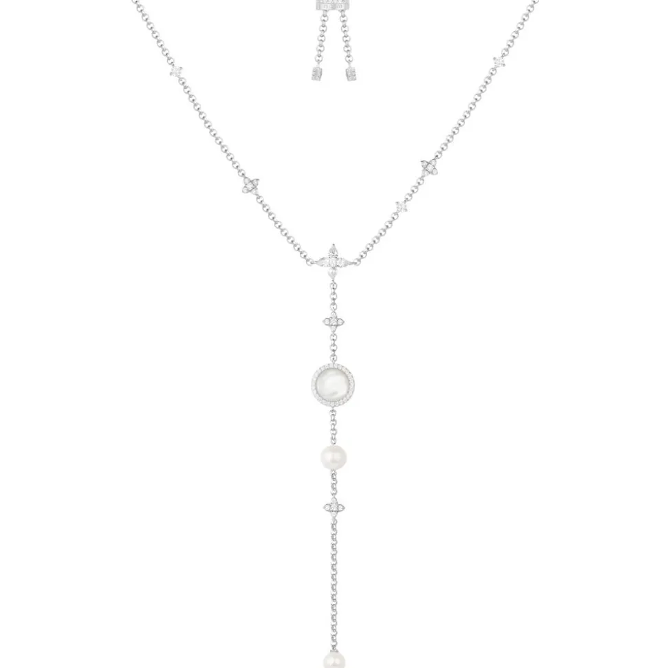 APM Monaco Adjustable Necklace With White Nacre And Pearl Pendant- Necklaces