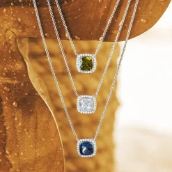 APM Monaco Adjustable Necklace With Blue Square Stone- Necklaces
