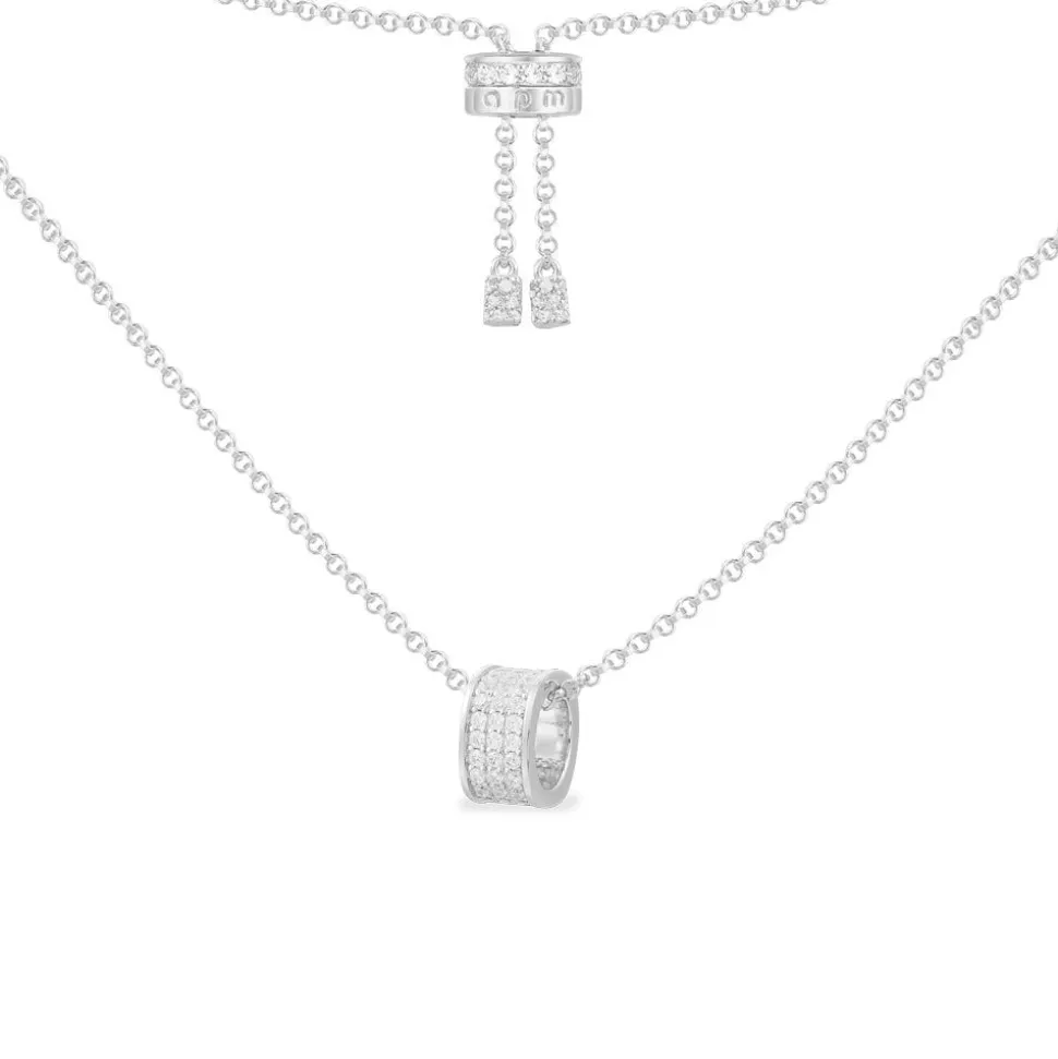 APM Monaco Adjustable Necklace With Pave Ring Pendant- Necklaces