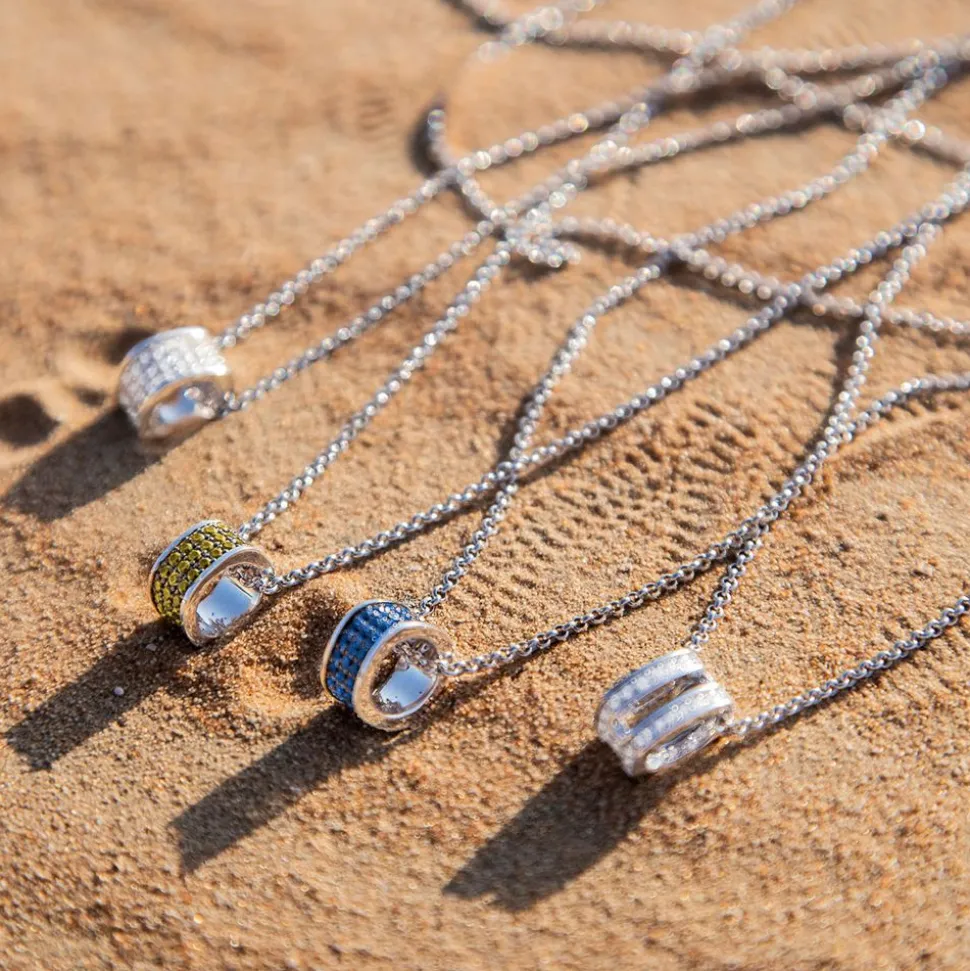 APM Monaco Adjustable Necklace With Pave Ring Pendant- Necklaces