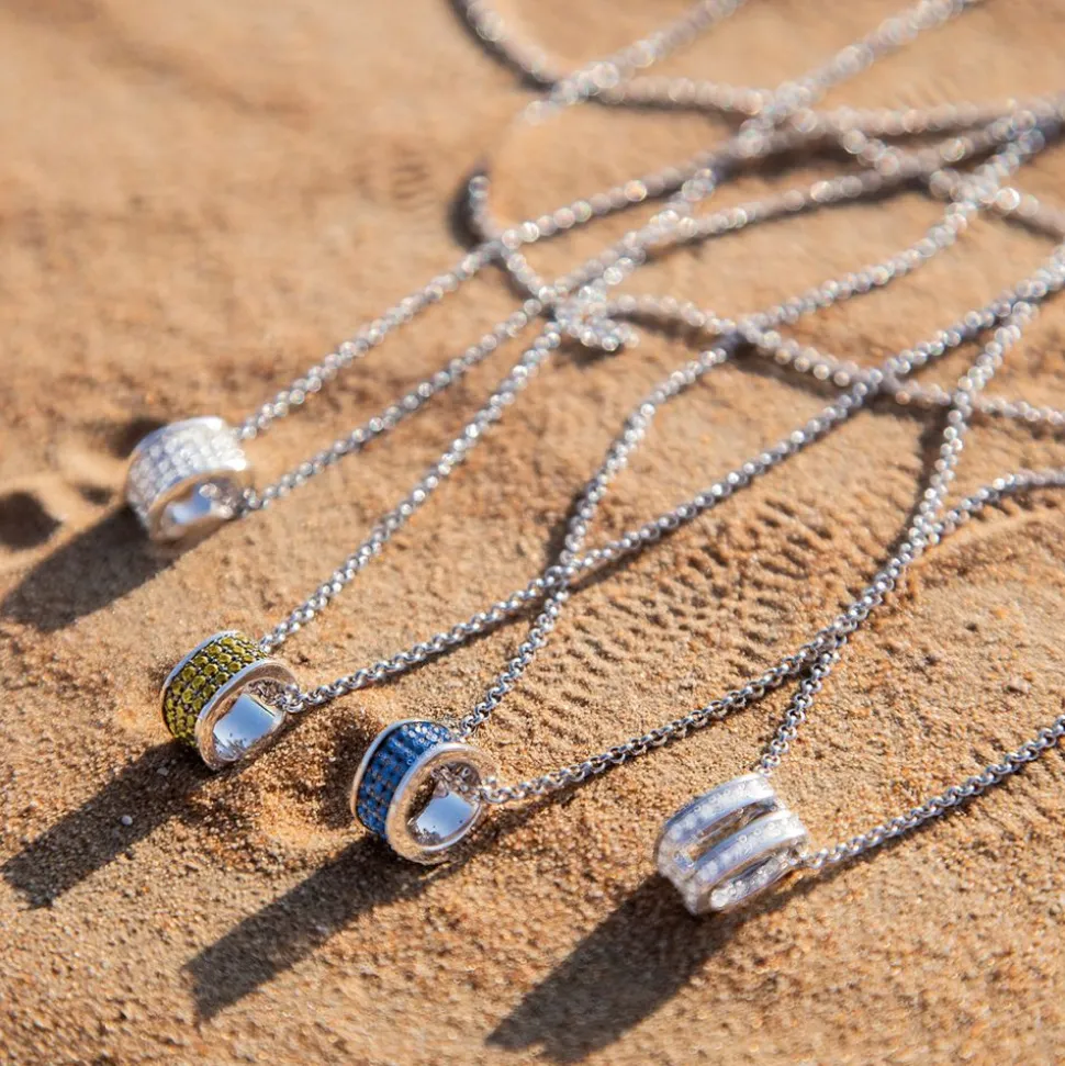 APM Monaco Adjustable Necklace With Blue Ring Pendant- Necklaces