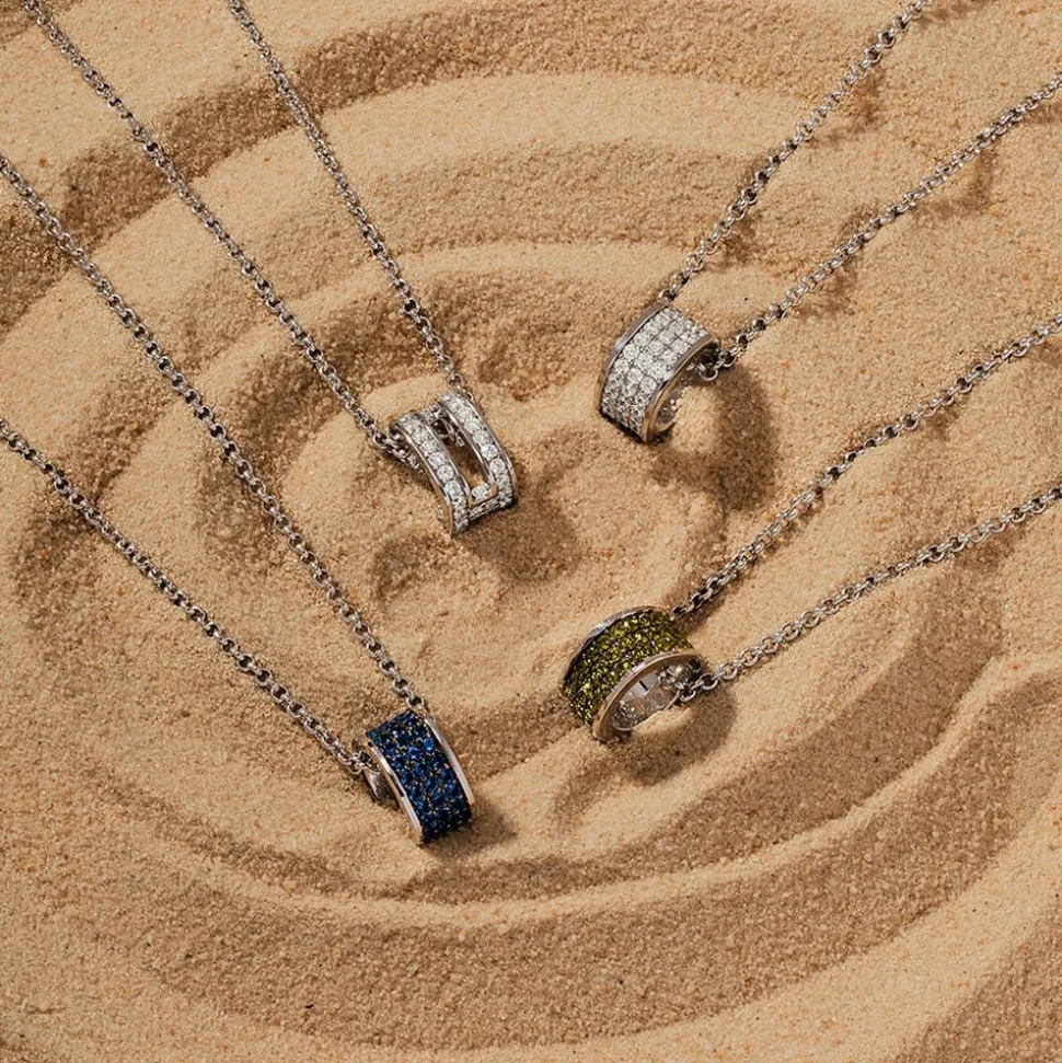 APM Monaco Adjustable Necklace With Blue Ring Pendant- Necklaces