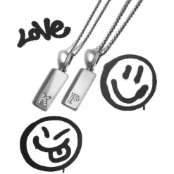 APM Monaco Alphabet Plate Necklace Silver- Necklaces