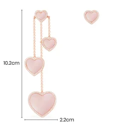 APM Monaco Asymmetric Pink Nacre Heart Earrings- Earrings