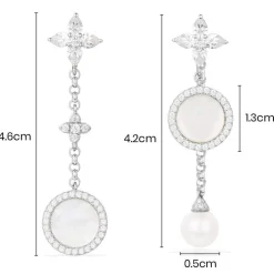 APM Monaco Asymmetric White Nacre And Pearl Drop Earrings- Earrings