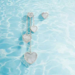 APM Monaco Asymmetric White Nacre Heart Earrings- Earrings