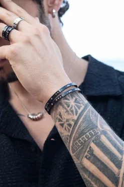 APM Monaco Black Bonheur Morse Code Bangle- Bracelets