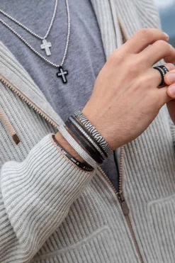 APM Monaco Black Bonheur Morse Code Bangle- Bracelets