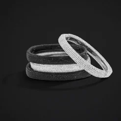APM Monaco Black Chunky Pave Bangle- Bracelets