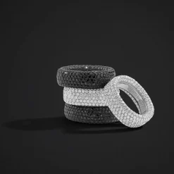 APM Monaco Black Chunky Pave Ring- Rings