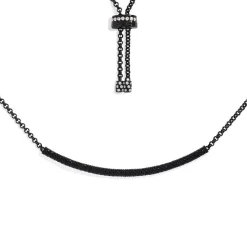 APM Monaco Black Pave Adjustable Necklace- Necklaces