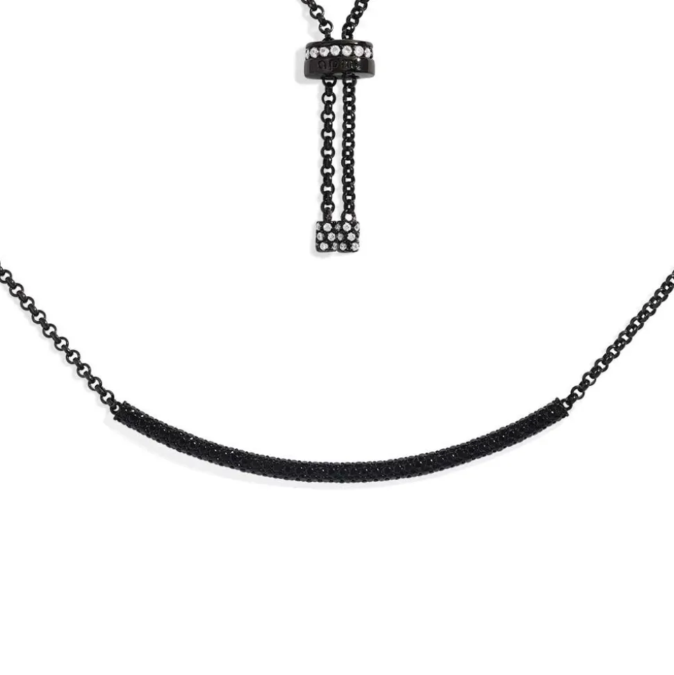 APM Monaco Black Pave Adjustable Necklace- Necklaces