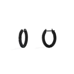 APM Monaco Black Pave Hoop Earrings- Earrings