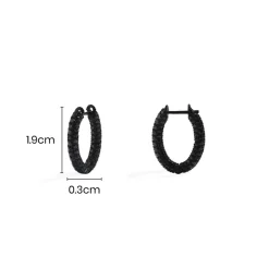 APM Monaco Black Pave Hoop Earrings- Earrings