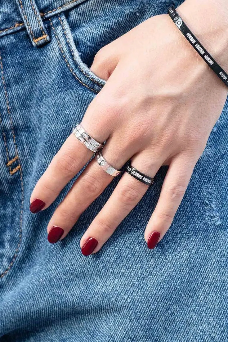 APM Monaco Black Smile Morse Code Ring- Rings