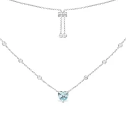APM Monaco Blue Heart Adjustable Necklace- Necklaces