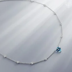 APM Monaco Blue Heart Adjustable Necklace- Necklaces