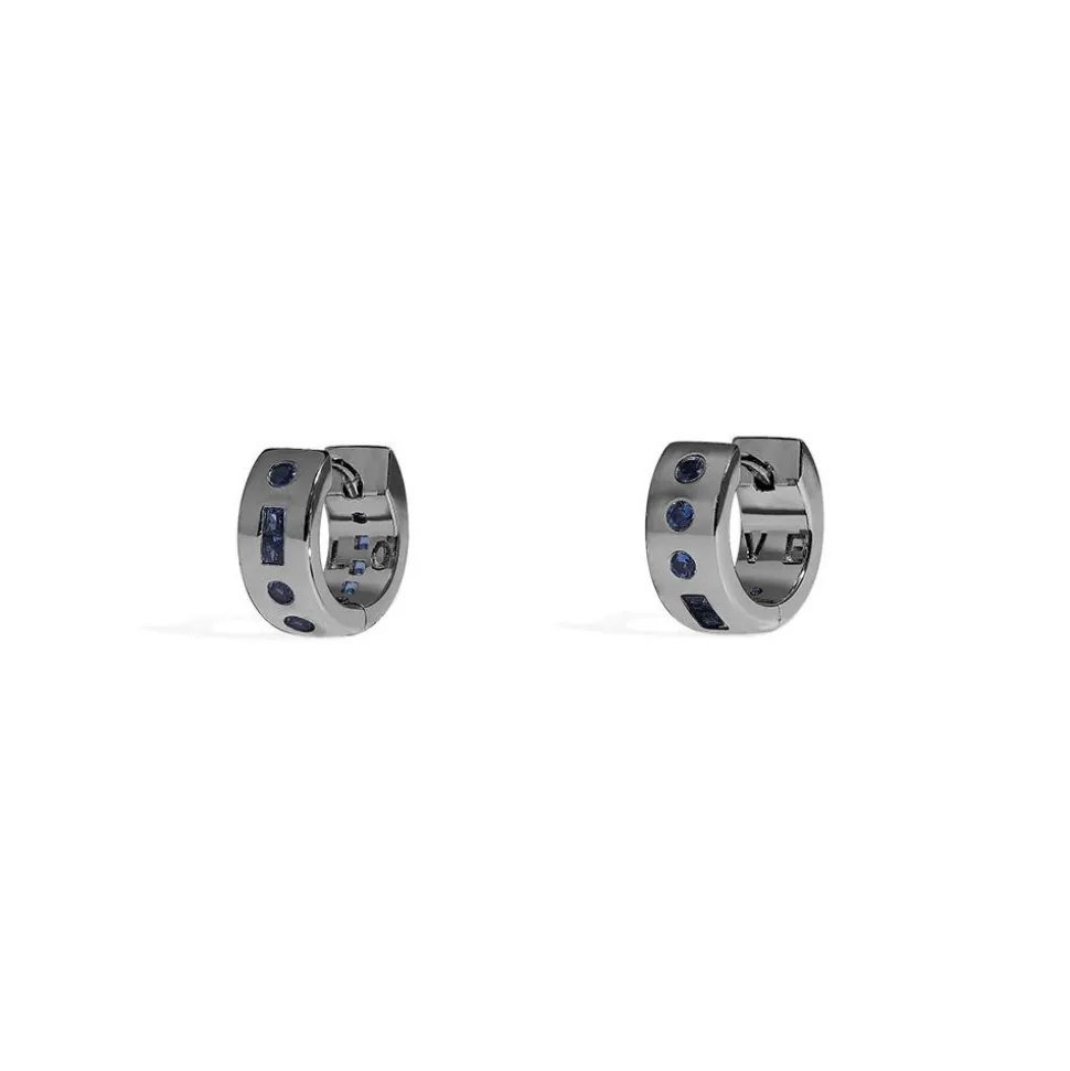 APM Monaco Blue Love Morse Code Huggie Earrings- Earrings