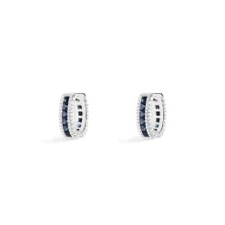 APM Monaco Blue Pave Rectangle Hoop Earrings- Earrings
