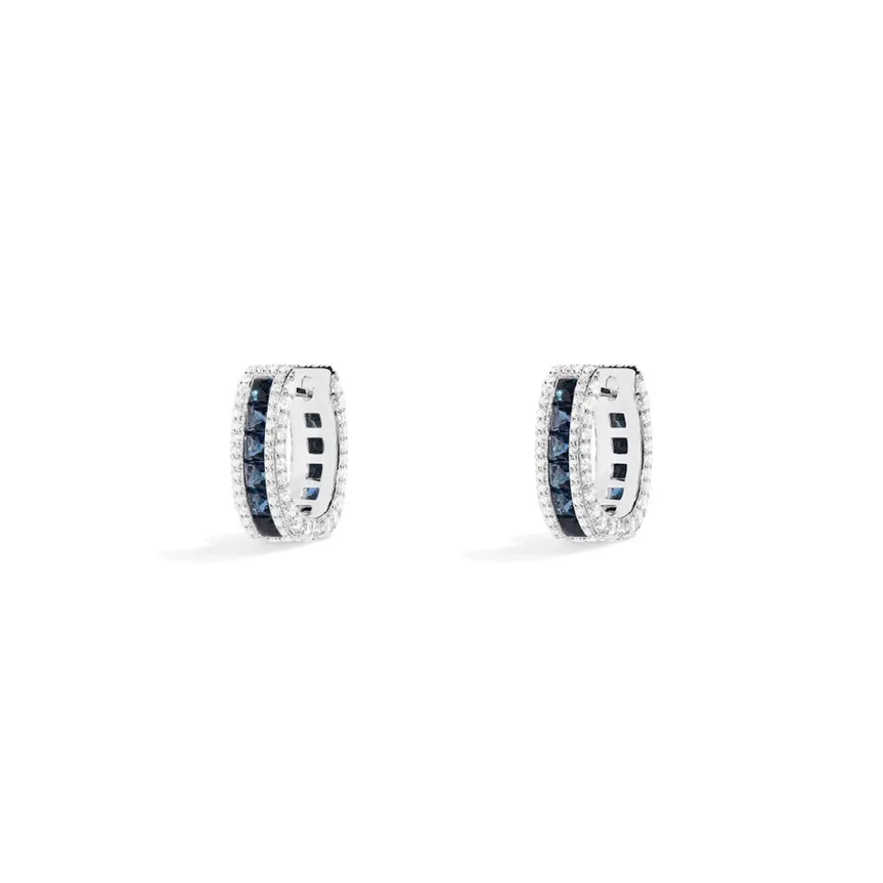 APM Monaco Blue Pave Rectangle Hoop Earrings- Earrings