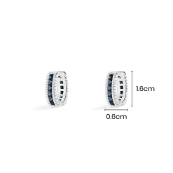 APM Monaco Blue Pave Rectangle Hoop Earrings- Earrings