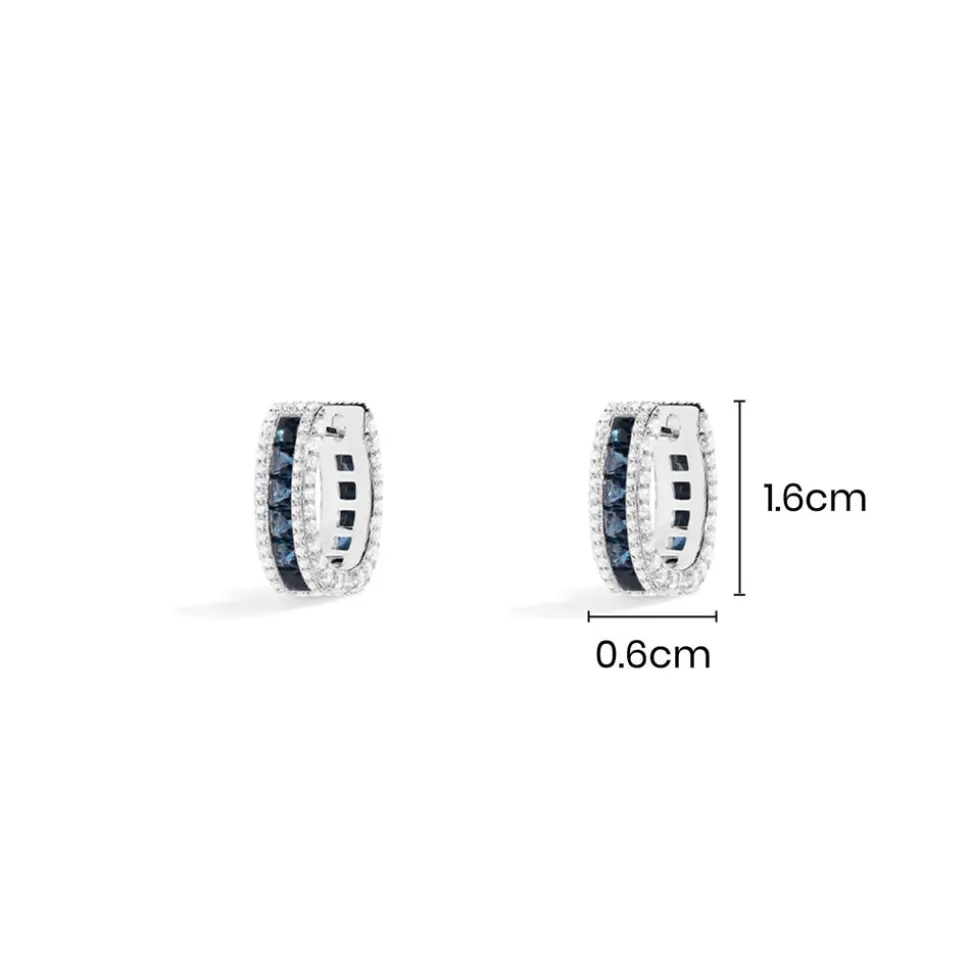 APM Monaco Blue Pave Rectangle Hoop Earrings- Earrings