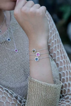 APM Monaco Blue Pave Square Adjustable Bracelet- Bracelets