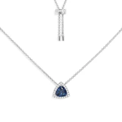APM Monaco Blue Pave Triangle Adjustable Necklace- Necklaces