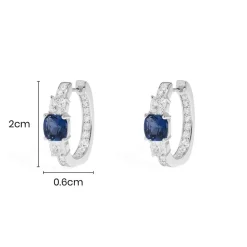 APM Monaco Blue Square Pave Hoop Earrings- Earrings