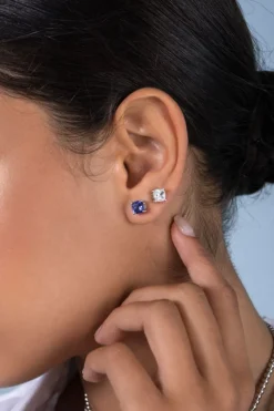 APM Monaco Blue Square Stud Earrings- Earrings