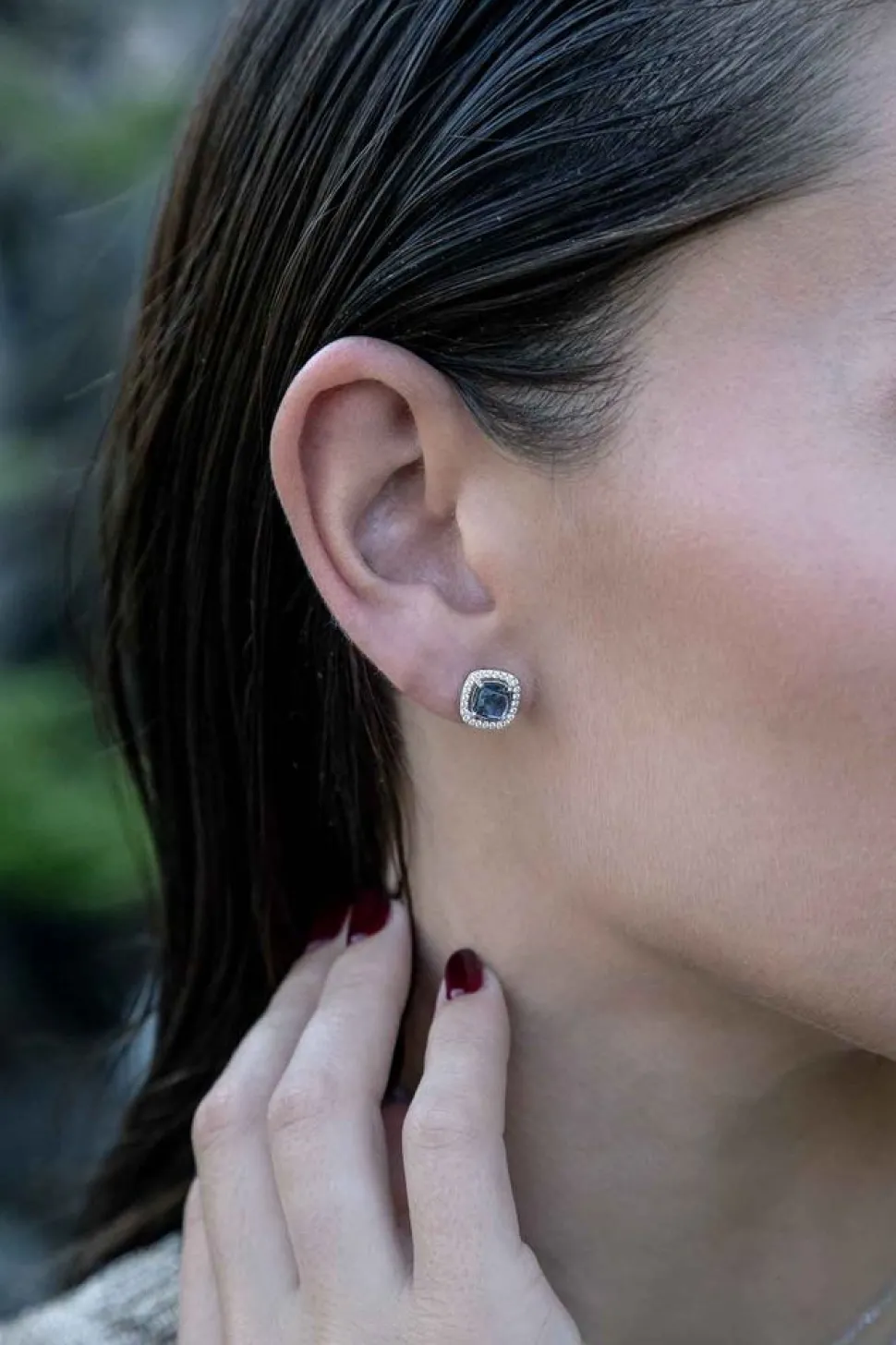 APM Monaco Blue Square Stud Earrings- Earrings