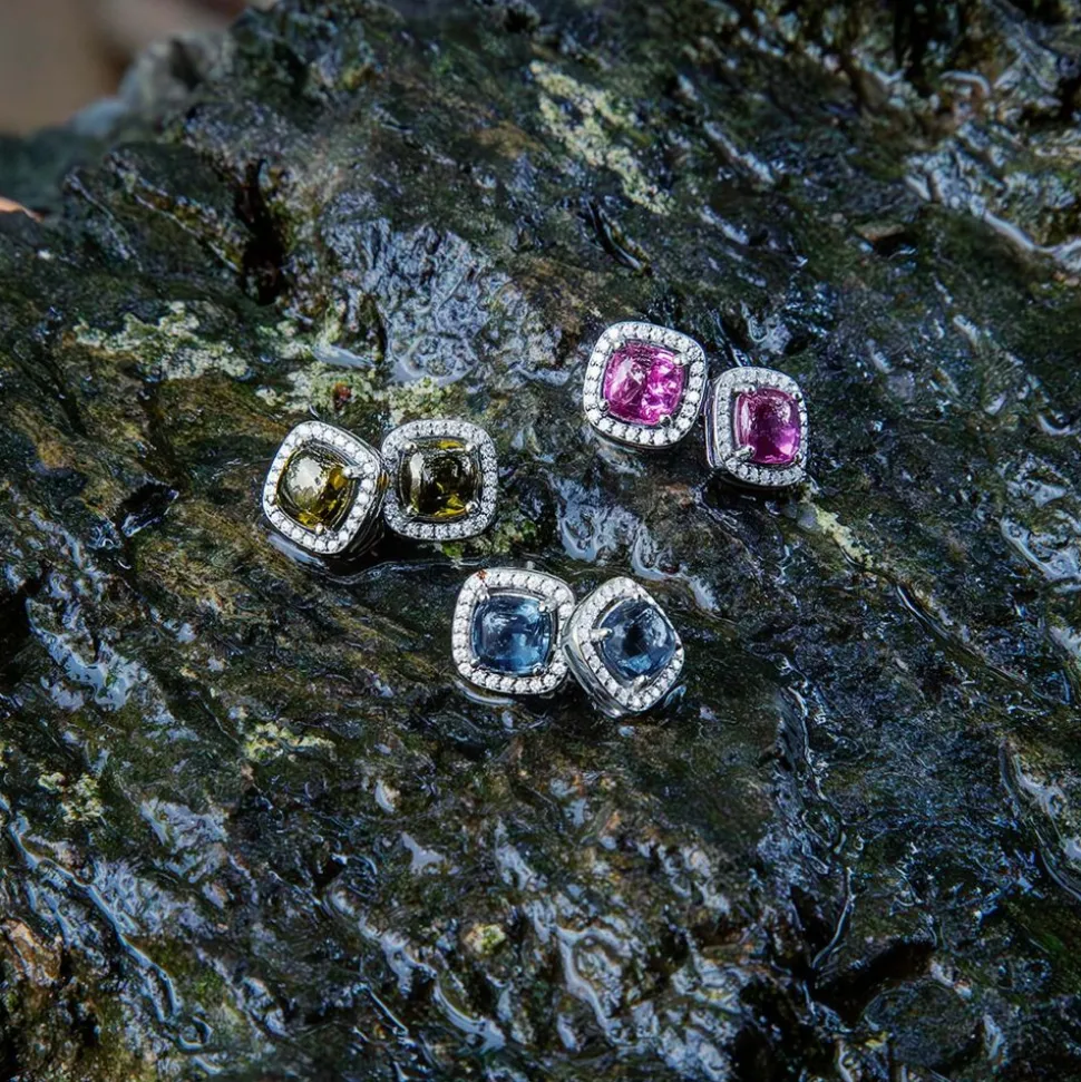 APM Monaco Blue Square Stud Earrings- Earrings