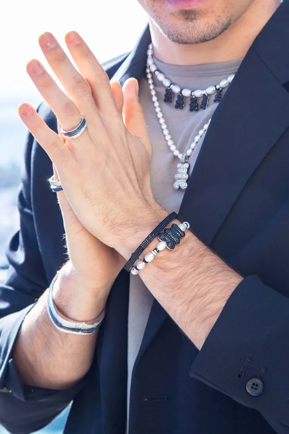 APM Monaco Chunky Black Bangle- Bracelets