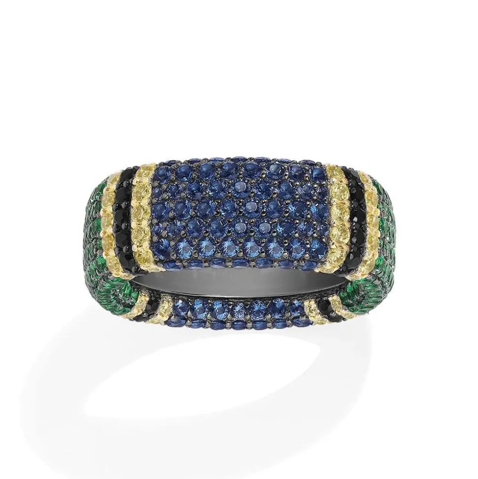 APM Monaco Chunky Multicolor Pave Ring- Rings