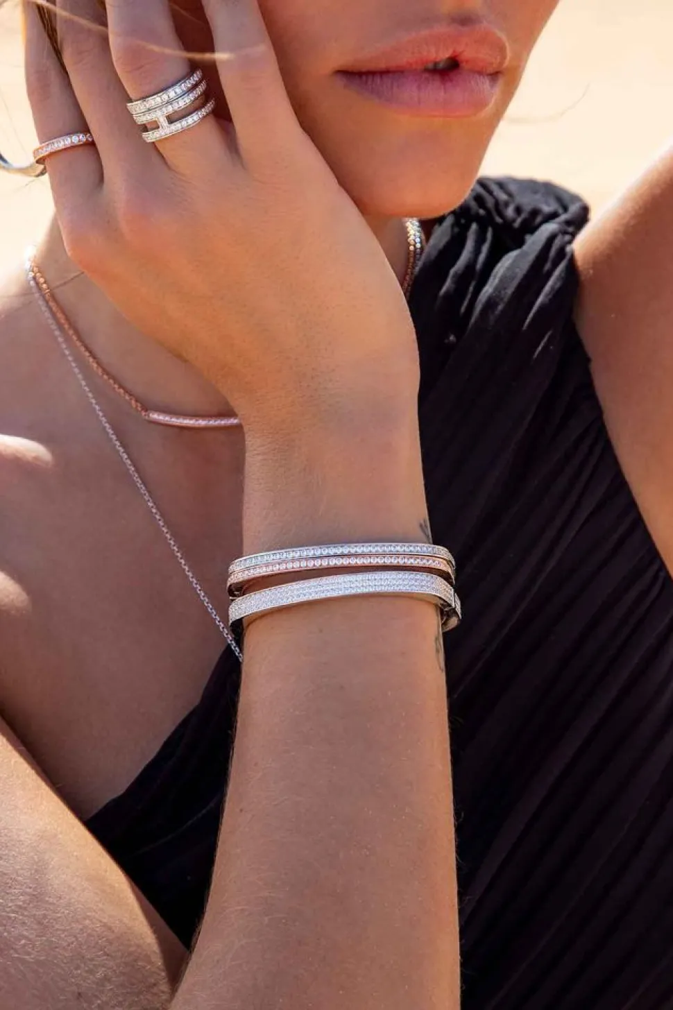 APM Monaco Chunky Pave Bangle- Bracelets