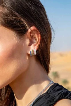 APM Monaco Chunky Pave Hoop Earrings- Earrings