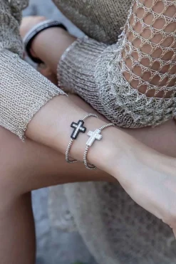 APM Monaco Cross Bracelet With Beads- Bracelets