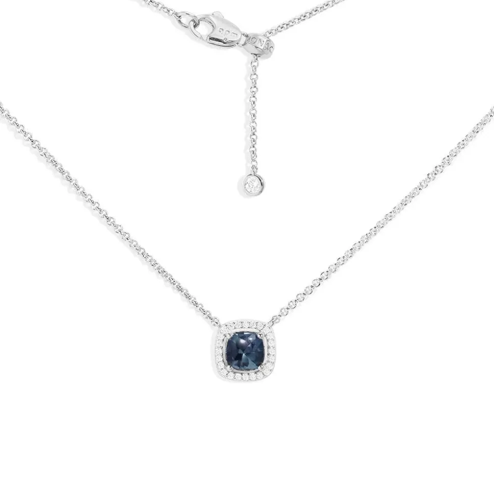 APM Monaco Dainty Blue Square Adjustable Necklace- Necklaces