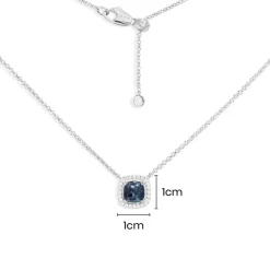 APM Monaco Dainty Blue Square Adjustable Necklace- Necklaces