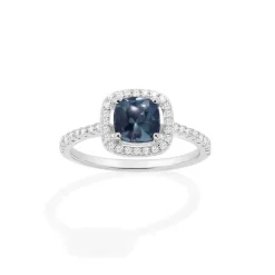 APM Monaco Dainty Blue Square Pave Ring- Rings