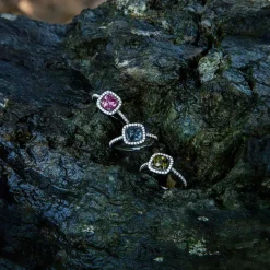 APM Monaco Dainty Fuchsia Square Pave Ring- Rings