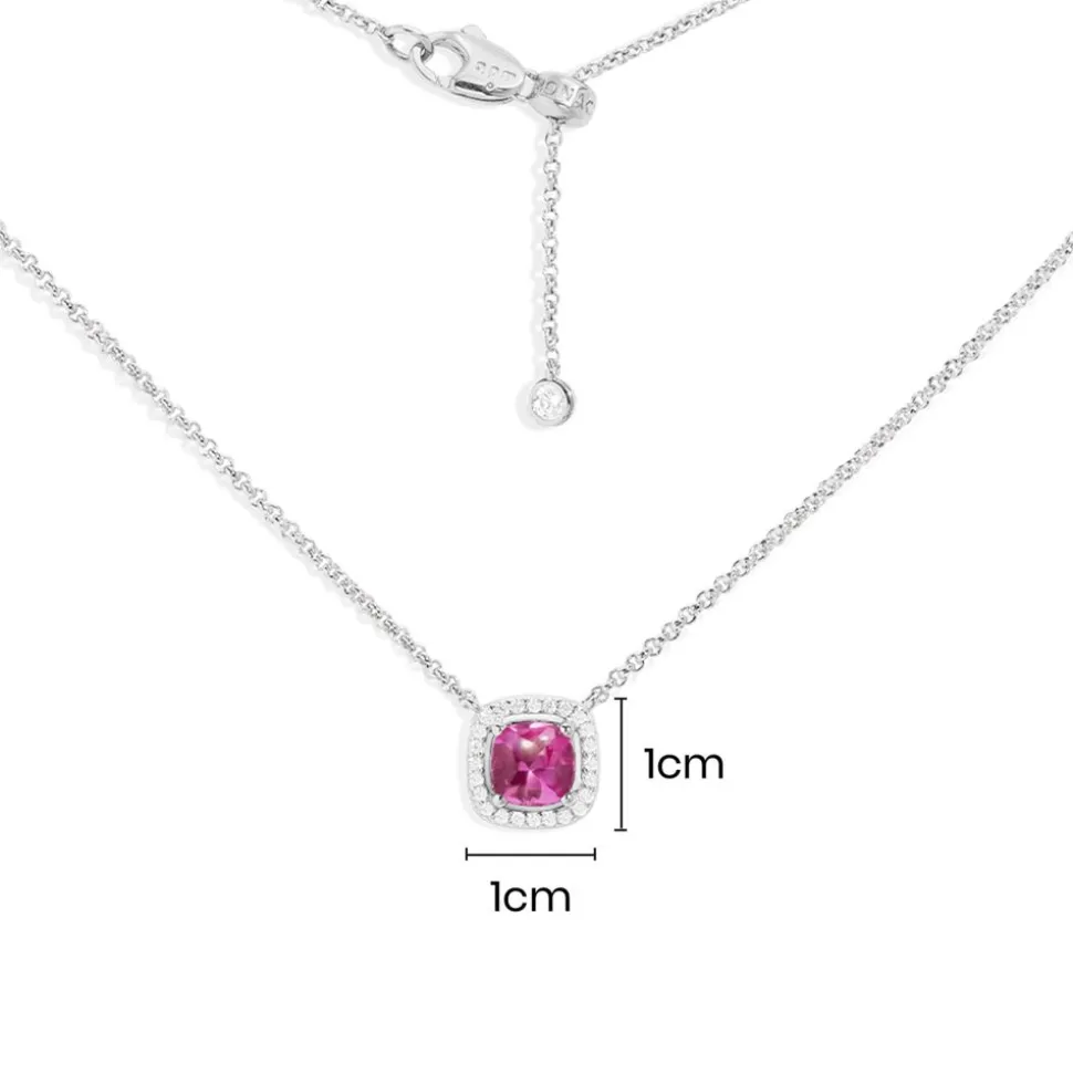 APM Monaco Dainty Fushia Square Adjustable Necklace- Necklaces