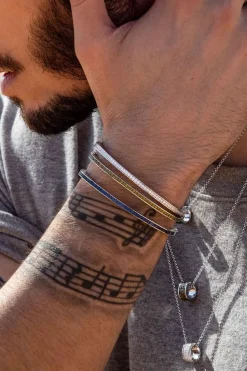 APM Monaco Dainty Khaki Bangle- Bracelets