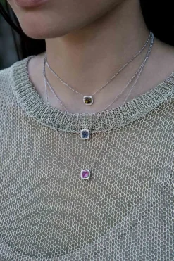 APM Monaco Dainty Khaki Square Adjustable Necklace- Necklaces
