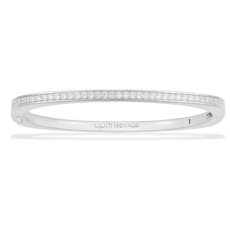 APM Monaco Dainty Pave Bangle- Bracelets