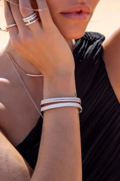 APM Monaco Dainty Pave Bangle- Bracelets