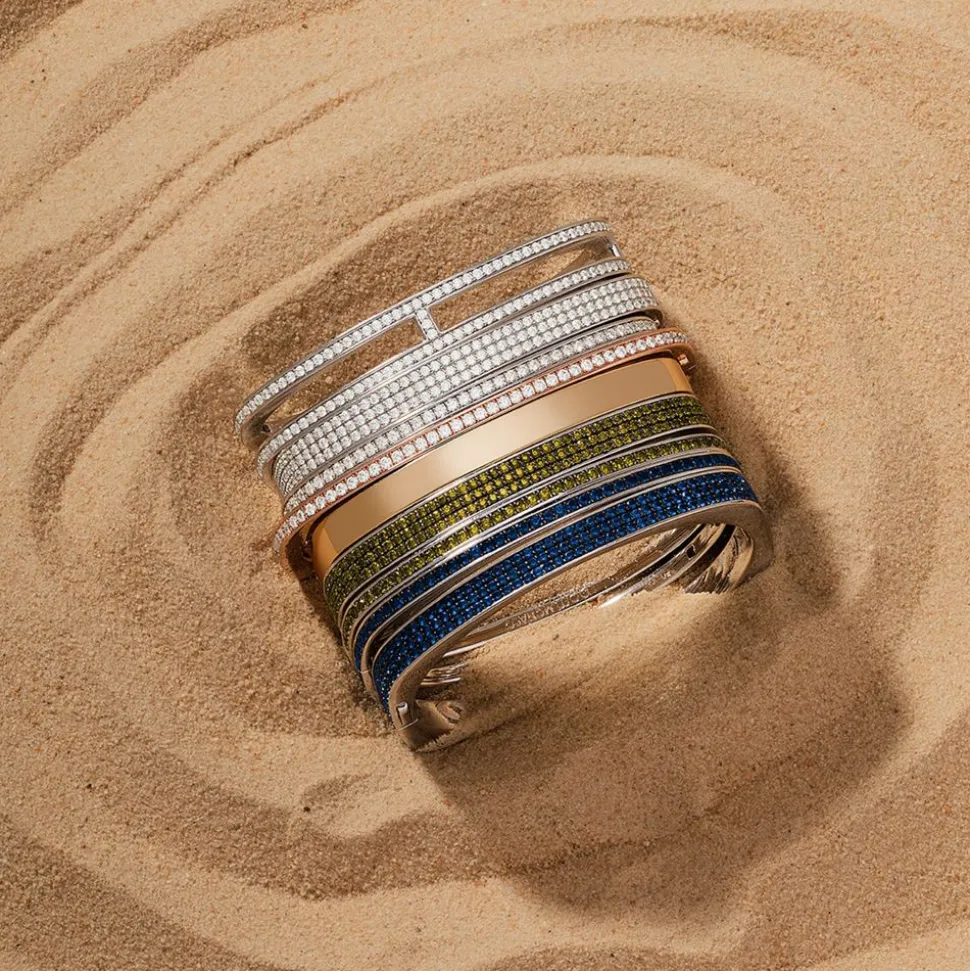 APM Monaco Dainty Pave Bangle- Bracelets