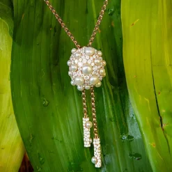 APM Monaco Disco Adjustable Necklace With Pearls- Necklaces