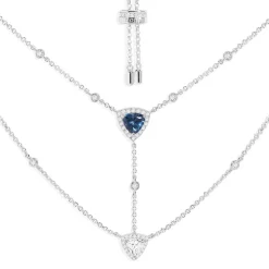 APM Monaco Double Chain Triangle Adjustable Necklace- Necklaces